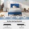 Costway Twin Size Upholstered Platform Bed with Button Tufted Wingback Headboard Blue/Grey